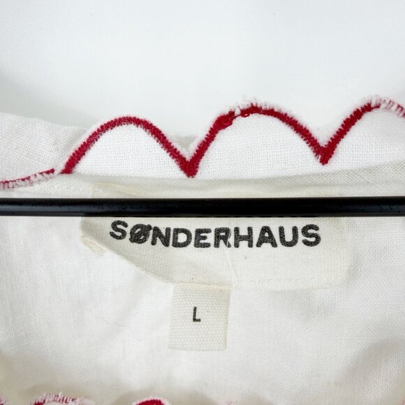 Sonderhaus French Market Dress White Large Summer Beach Vacation Fish Pool Linen - Picture 4 of 8